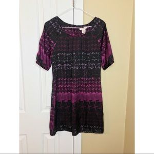 Black and Purple Mid Upper Arm Sleeved Dress